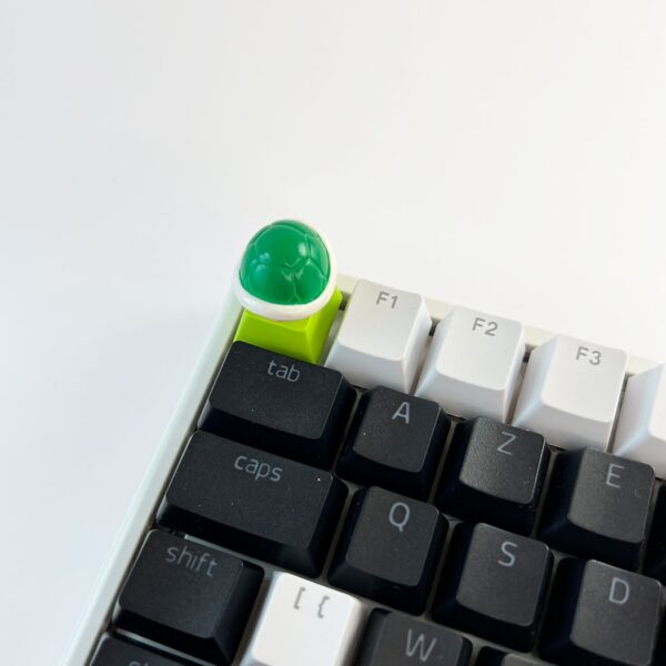 Touche de clavier Super Mario carapace Koopa verte vue clavier dessus custom keycaps