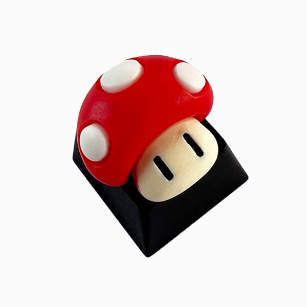 Touche de clavier Super Mario champignon vie 1up vue côté droit custom keycaps