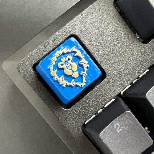 Touche de clavier World of Warcraft en métal bleu vue clavier gaming custom keycaps
